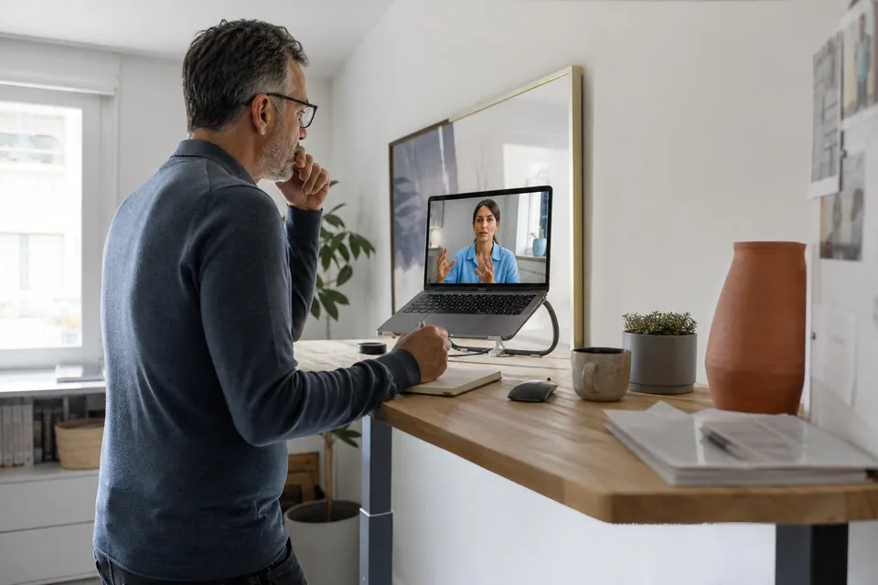 Founder on a short video call with a part-time marketing lead